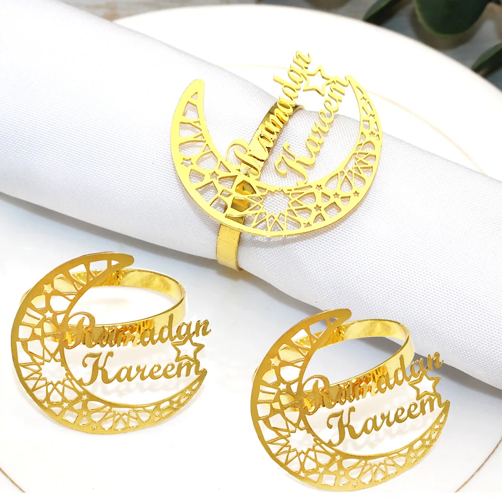 

Ramadan Napkin Rings Moon Napkin Ring Holders Bismillah Napkin for Eid Mubarak Party Decor Muslim Islamic Supplies