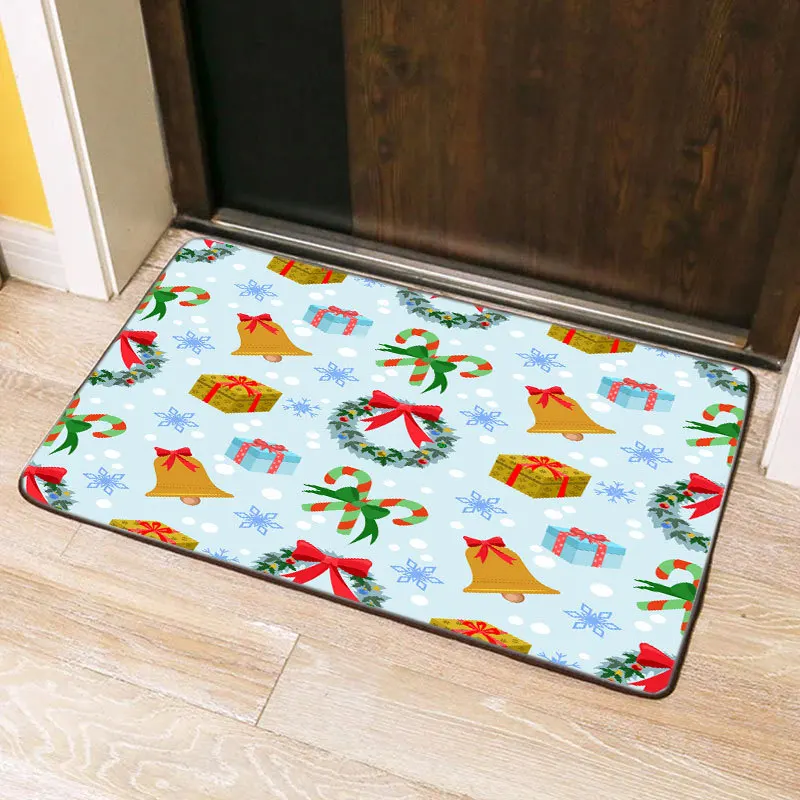 Cute Cartoon Christmas Square Floor Mat New Year Home Decoration Carpet Bathroom Kitchen Entrance Water Absorbent Anti slip Pad