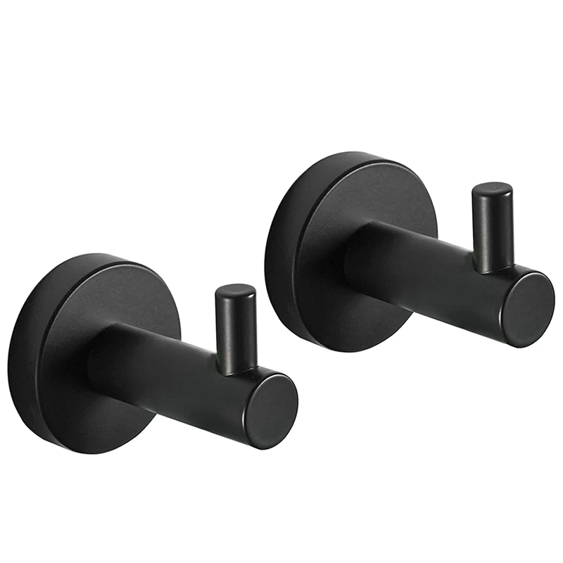 Banheiro Toalha Matte Ganchos, Preto Brasão Ganchos, Armário Gancho, Acessórios de Hardware, 2 pcs