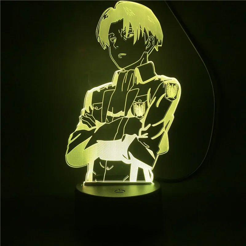 Attack on Titan Cartoon Eren Jager 3D Visual Night Lights LED Levi Night Lamp Mikasa Ackerman Anime lampada che cambia colore