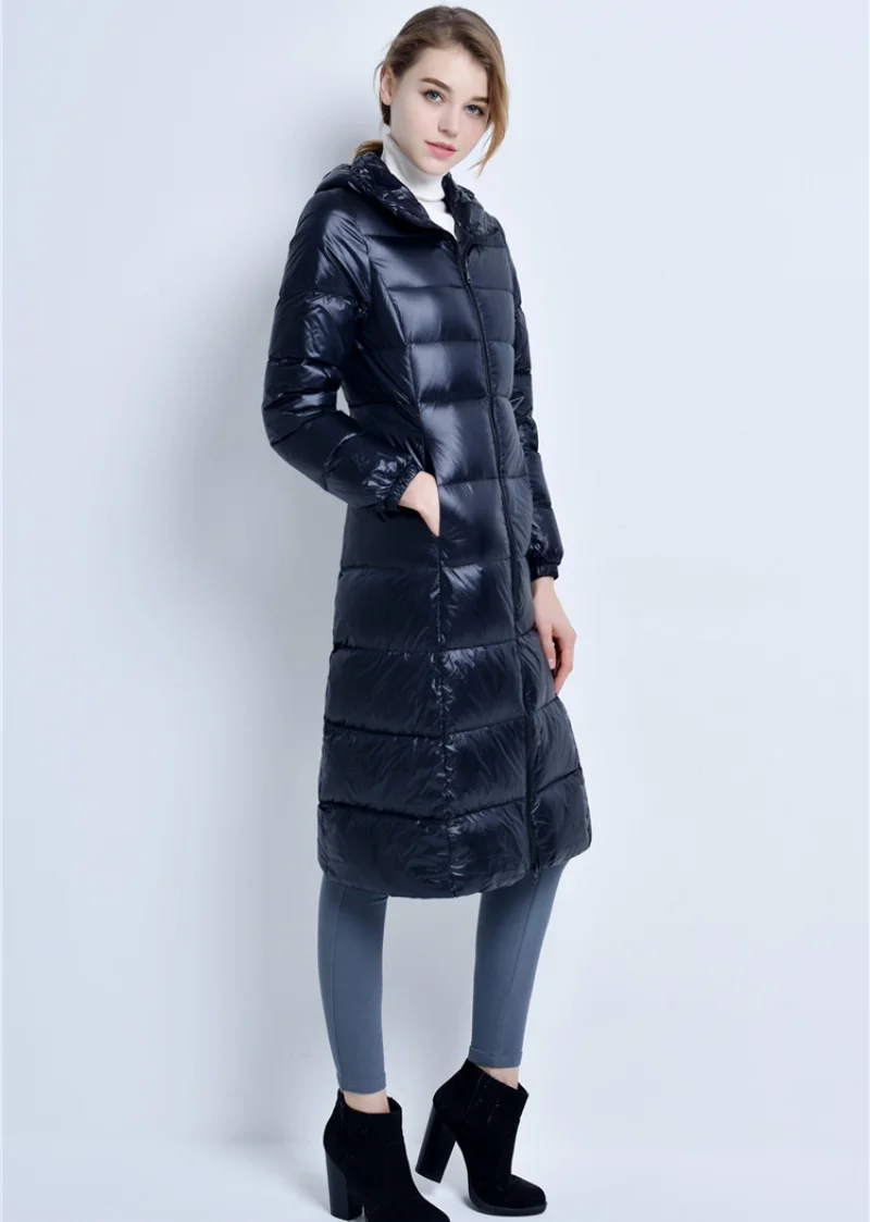 Autumn Winter X Long Down Coats Women Casual Warm White Duck Down Solid New Hooded Puffer Padded Jackets for Women Snow Coats