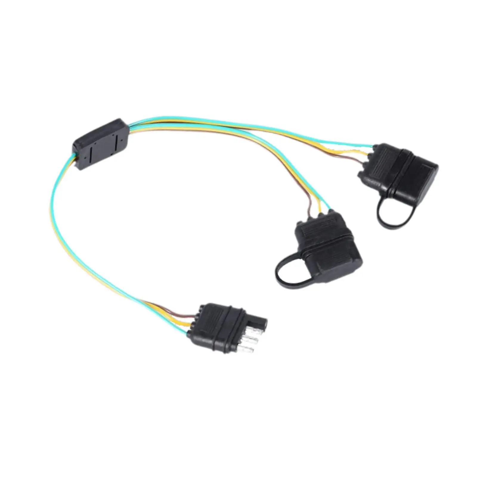 4-way Flat Y-splitter Plug Connection Plug and Play Universal 4 Pin Connector for Trailer Boat Car Truck Tailgate Light Bar