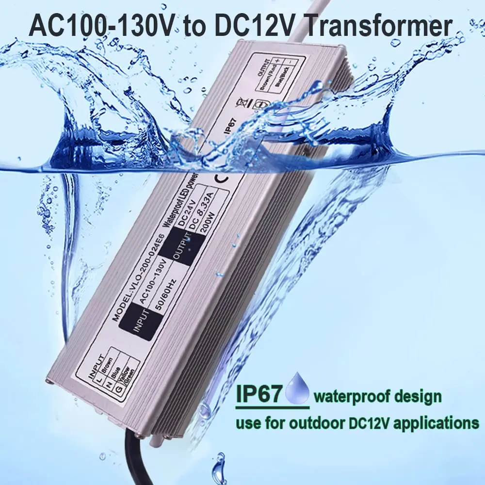 DC12V24V LED Power Supply 60-400W Low Voltage Transformer Adapter, LED Driver Waterproof IP67 for Indoor and Outdoor Lights Use