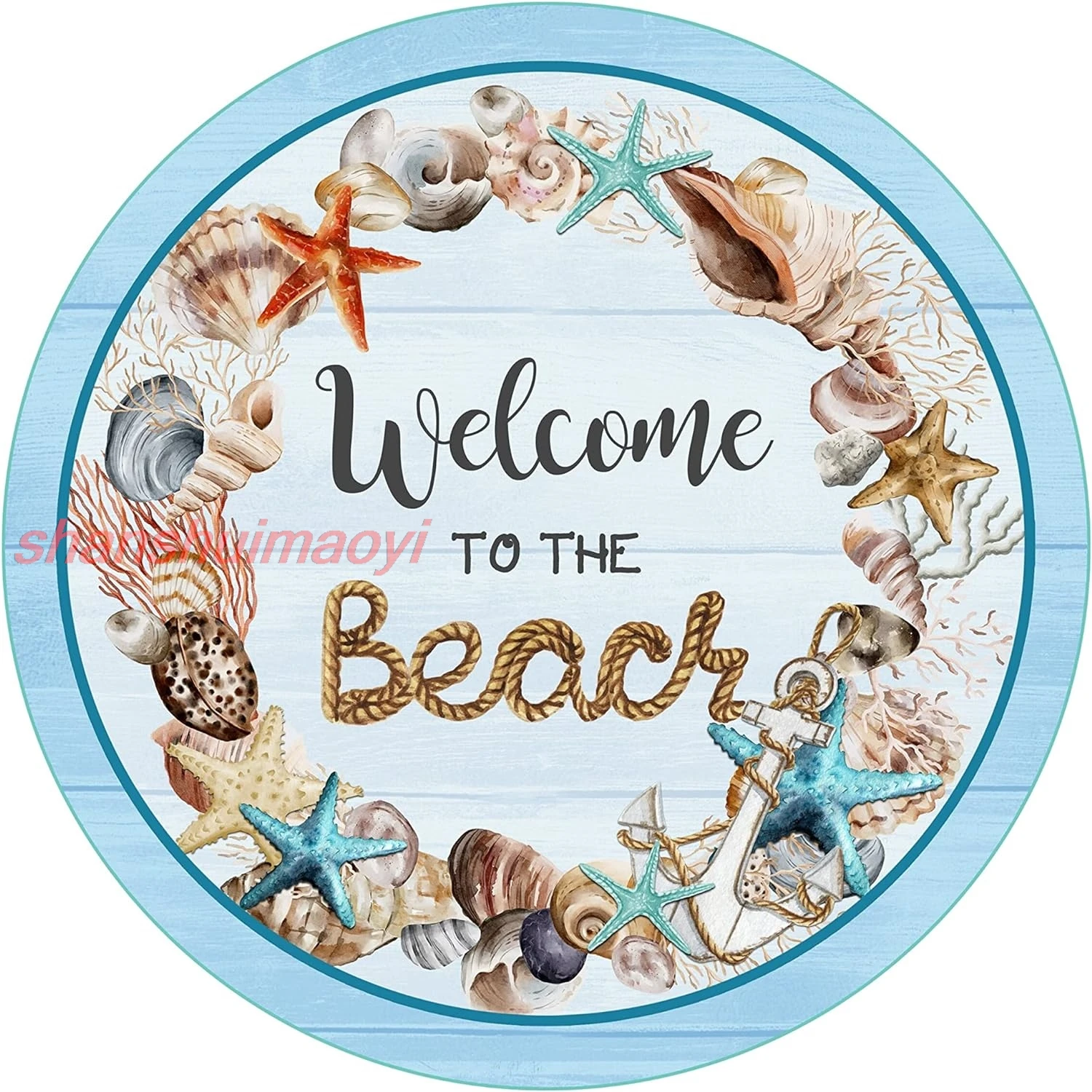 shan tal Tin Sign 12 X 12 Inches Welcome to The Beach Summer Beach Wreath Attachment Beach Welcome Sign Beach House Welco 1pc