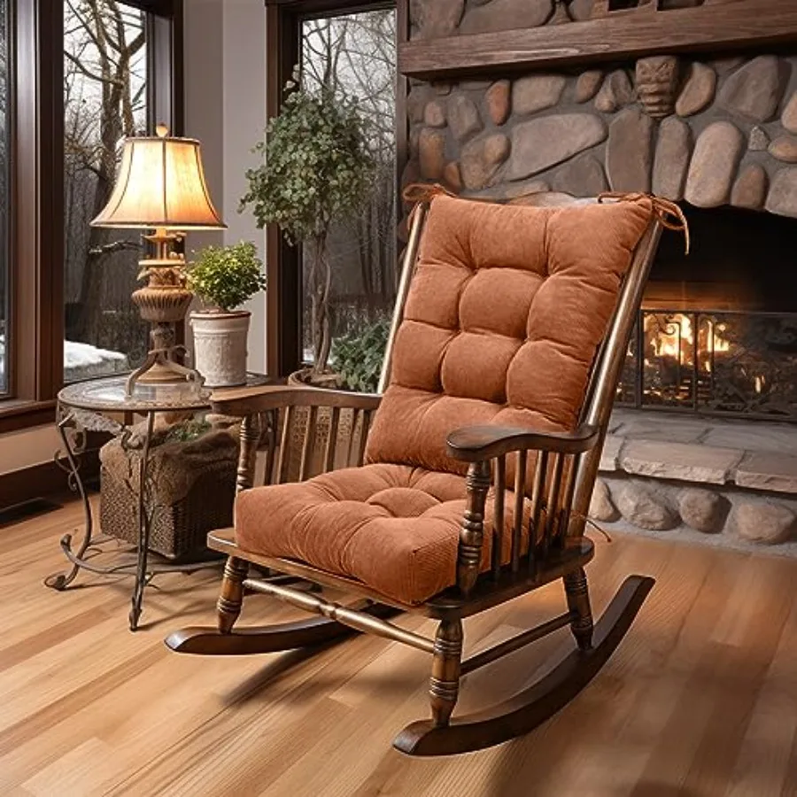 

Rocking Chair Cushion OnlyTufted Non-Slip Comfortable Rocking Chair Cushions Indoor with Ties Striped Rocking Chair Pads