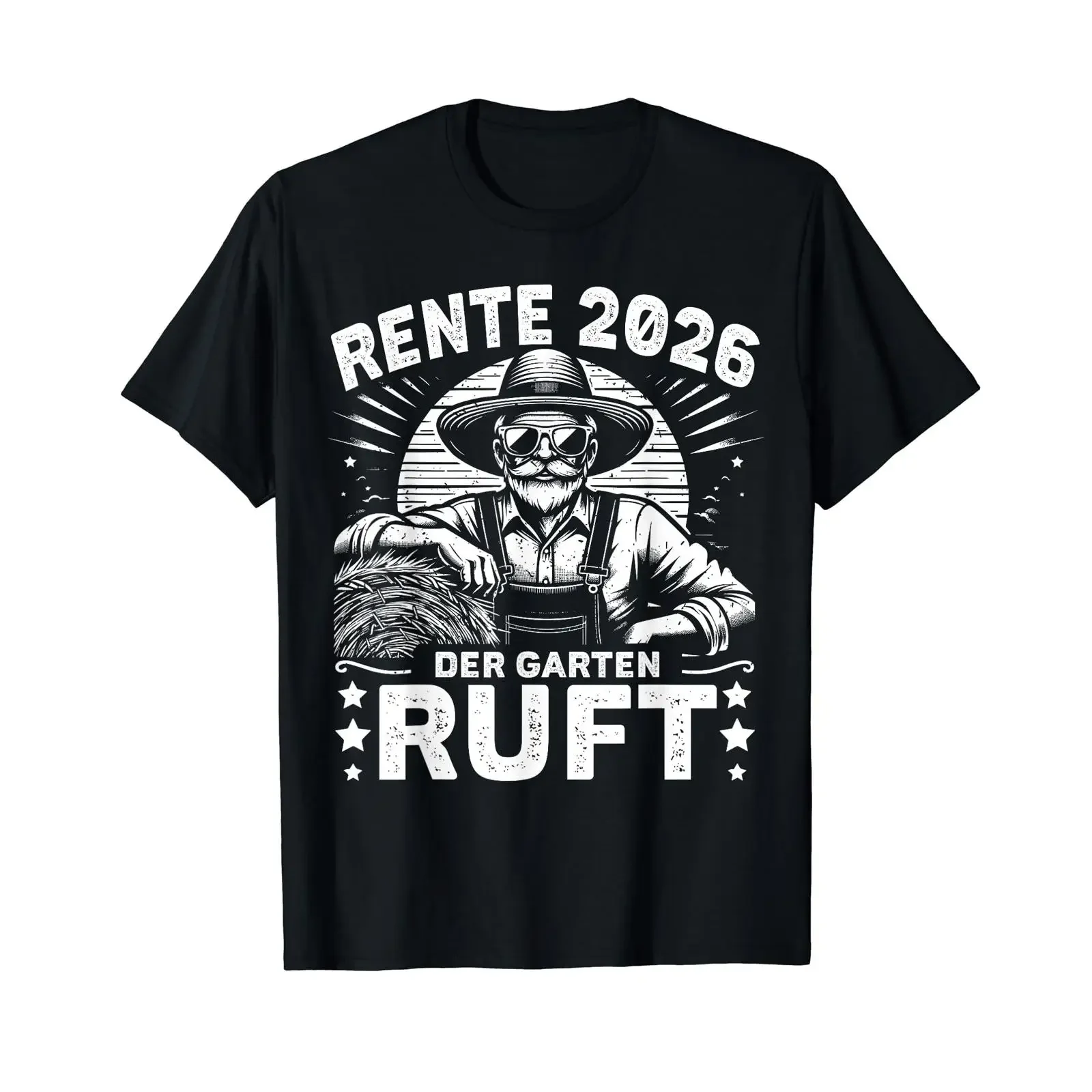 Rente 2026 T Shirt with German Text Der Garten Ruft Retireer Language black vintage Washed homme Comfortable Slightly fashion