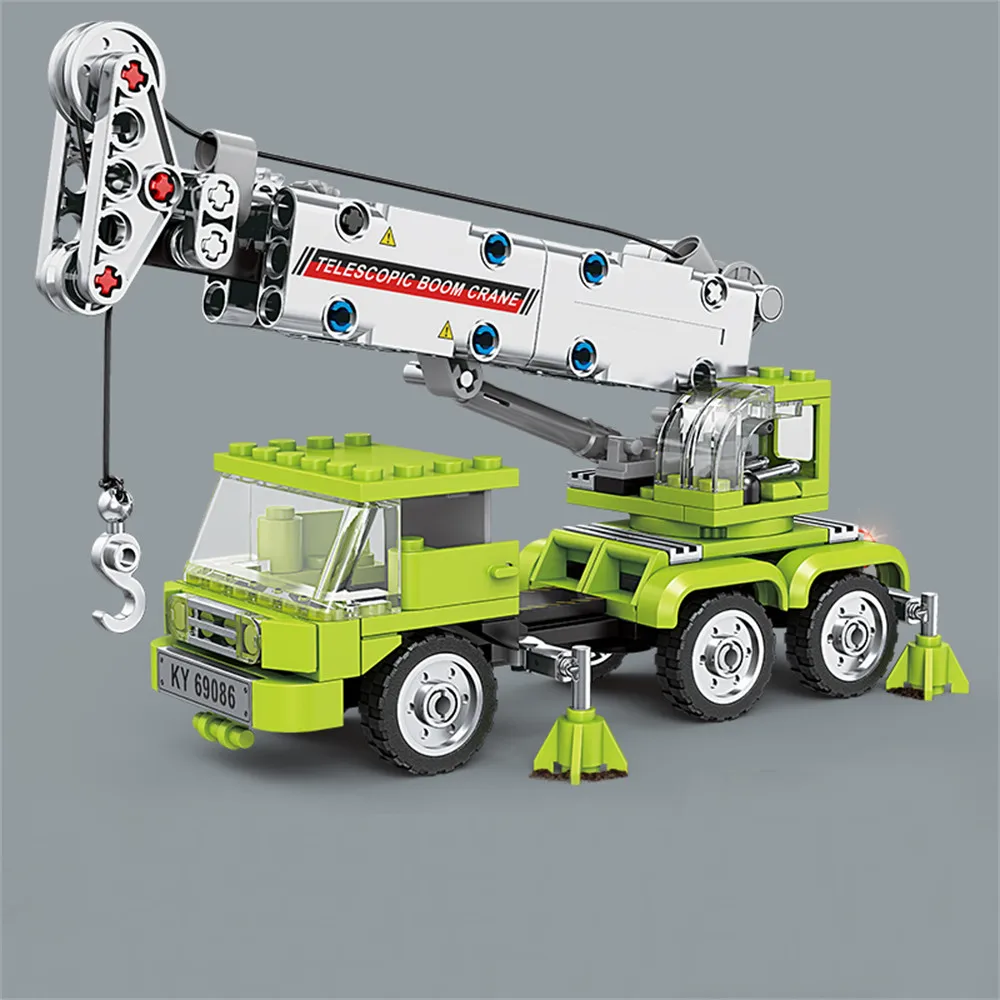 4 في 1 شاحنات الرفع الهندسية حفارة رافعة مدينة البناء مركبة نموذج سيارة اللبنات الطوب لعب الأطفال هدية #3