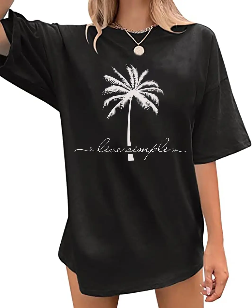 Sun Salt Sand Oversized T Shirt Women Beach Coconut Tree Graphic Tee Short Sleeve Summer Family Vacation Tee Tops