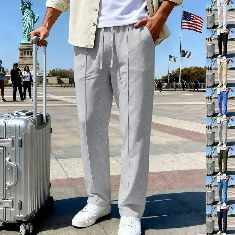 

Cross-border Pants Men's Four Seasons Loose Straight Sports Casual Trousers American Oversize Trousers