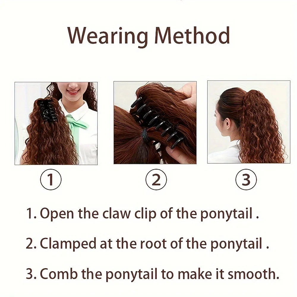 Claw Clip Ponytail Extensions Water Wave 100% Human Hair Clip In Pony Tails Hair Extensions 10\
