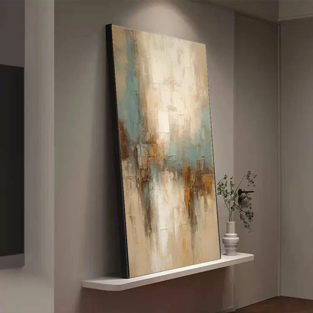 

Handmade Abstract Oil Painting Wall Art Deco City View Gold Image Canvas Decor for Living Room Hotel Indoor Hanging Picture