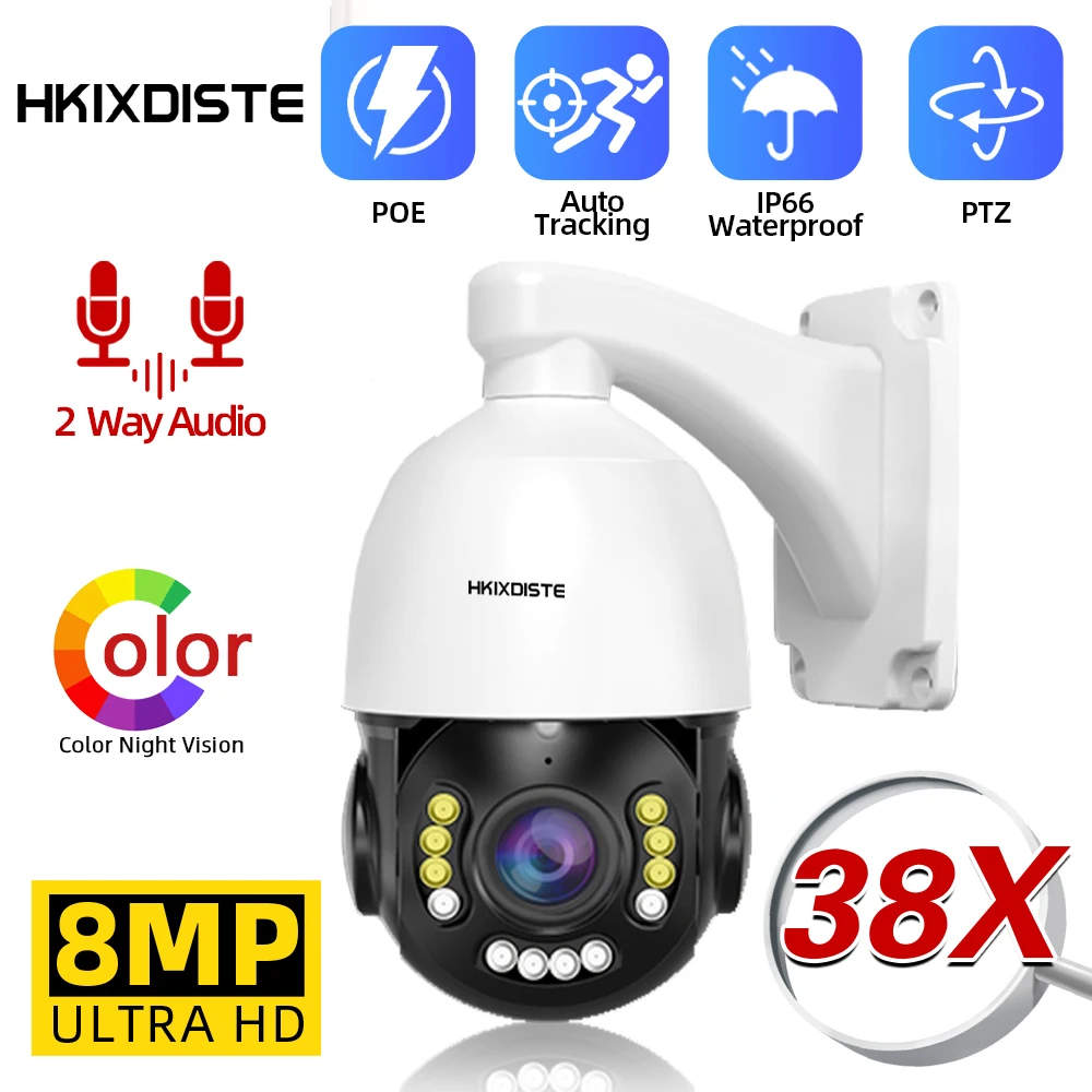 38X Zoom 4K Ai Auto Tracking POE PTZ IP Kamera Outdoor Farbe Nachtsicht 2 Weg Audio CCTV Sicherheit überwachung Kamera 5MP 8MP