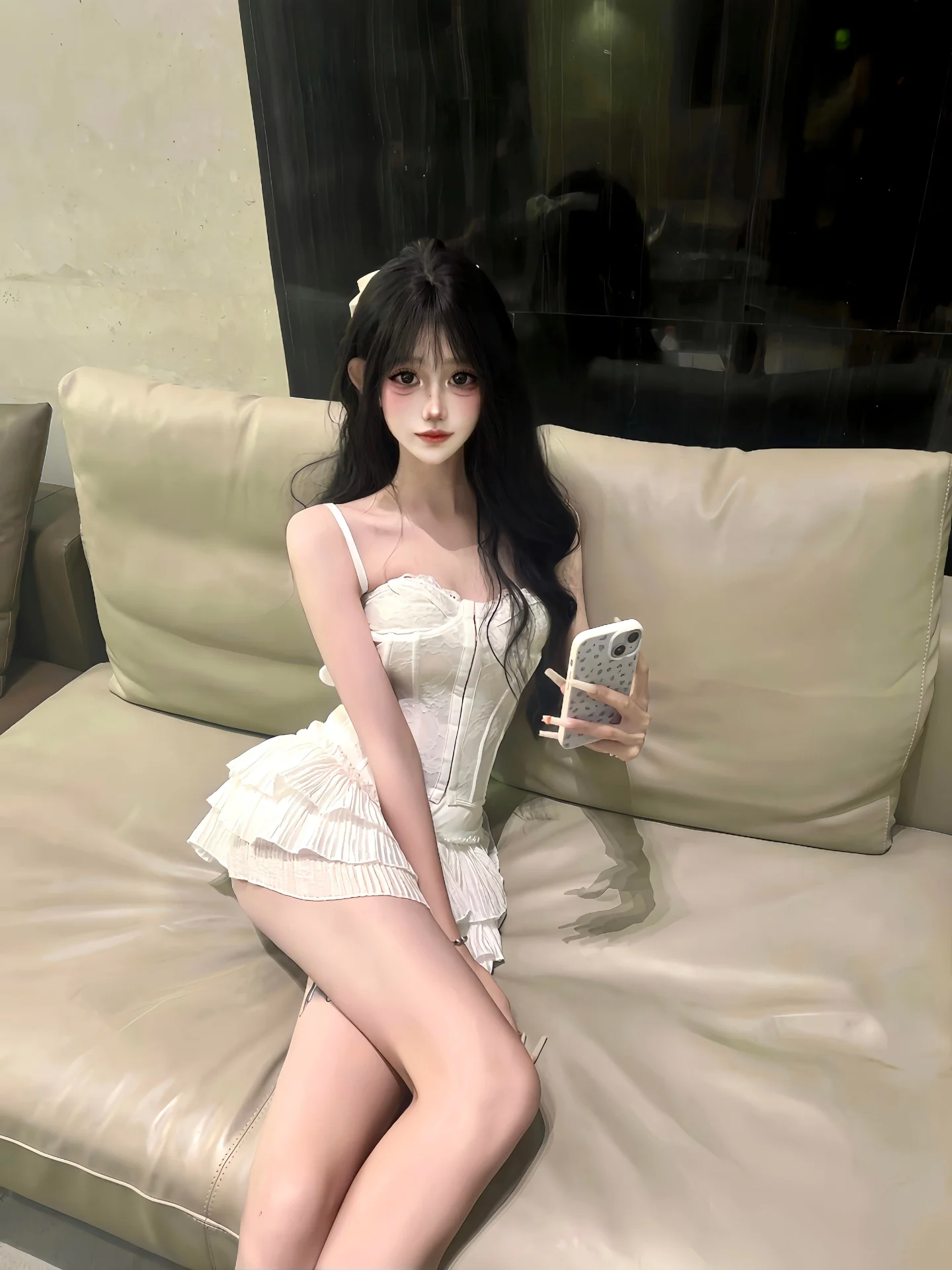 

Ballet Retro Pure Desire Lace Trim Fibone Buttoned Crop Top And Skirt Set Women's Faion Set ort Puffy Skirt Strap Vest