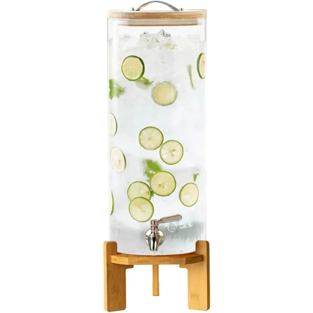 

Beverage Dispenser, 3.5 Gallon Glass Drink Dispenser with Stand, Glass water dispenser with Spigot, Large Drink Dispensers for P