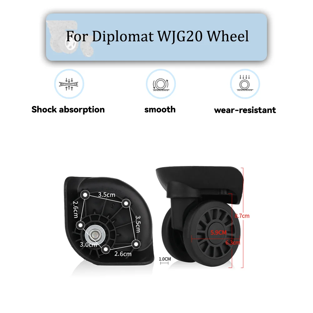For Diplomat WJG20 Universal Wheel Black Replacement Suitcase Silent Smooth Shock Durable Absorbing Rotating Accessories Wheels