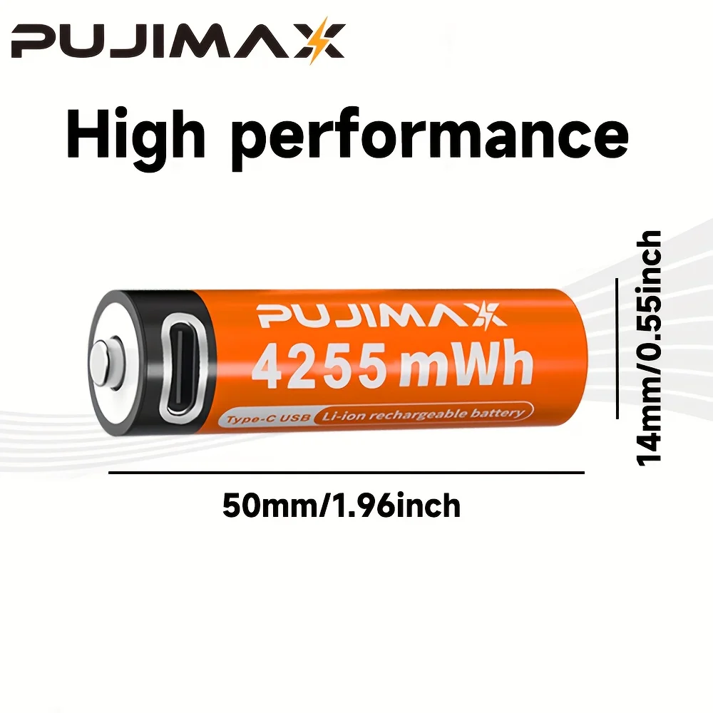 NEW 1.5V AA 4255mWh Rechargeable Lithium Battery High Performance Constant Voltage Battery High Output Type-C Charging