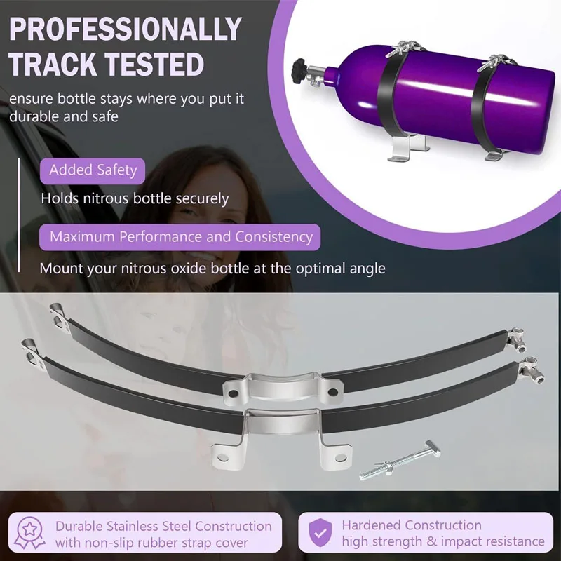 82013 Nitrous Oxide Bottle Bracket Mount Kit 7” Nos Single Bottle Holder Bracket for 10 lb and 15 lb Nitrous Bottle
