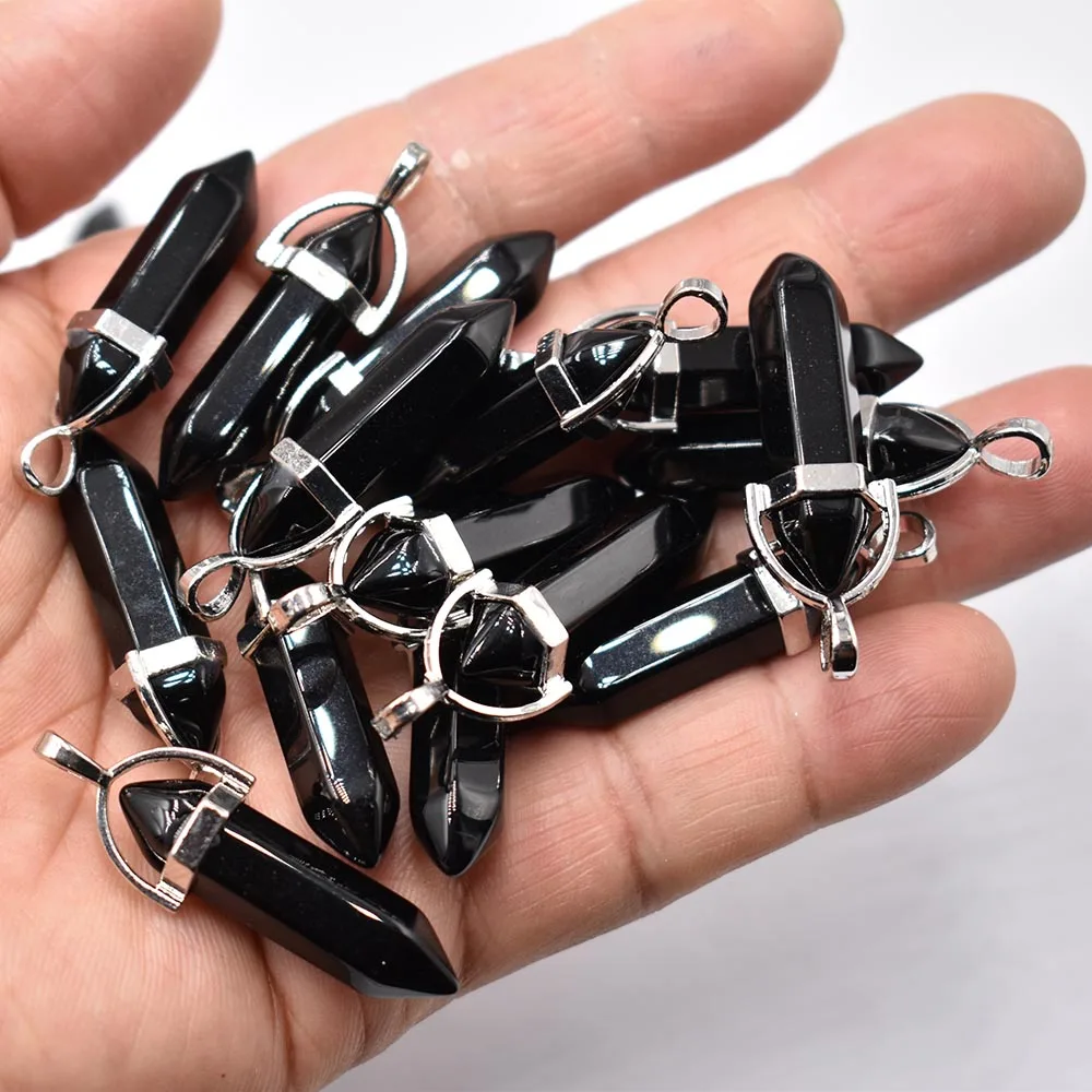 Fashion black glass crystal pillar Pendants & necklaces for making Jewelry charm pendulum accessory 30pcs/lot wholesale free
