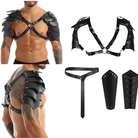 Medieval Viking Armor Leather Adjustable Shoulder Harness Armor Warrior Cosplay Accessories Stage Play Prop Gothic Steampunk