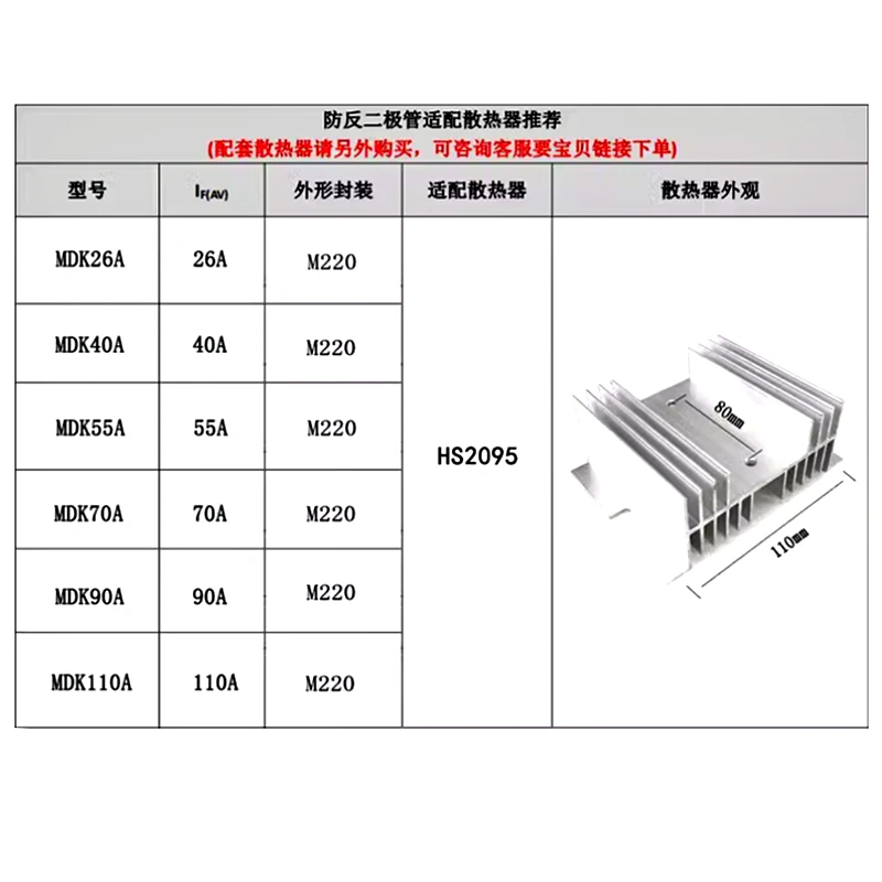 MDK55A Anti-Reverse-Lade-Diode MDK 40A 55A 70A 90A 100A 110A 130A 1600V 160A 200A DC Anti-Reverse-Flow Anti-Reverse-Ladung – Detail 20