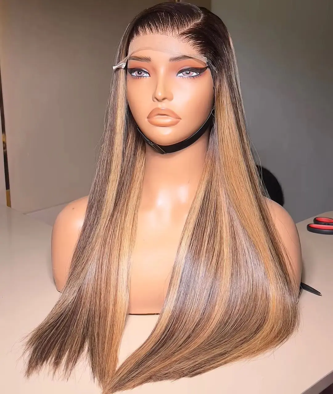 7x7 4/27 Highlight Echthaar-Perücken in Hellen Farben HD Lace Frontal