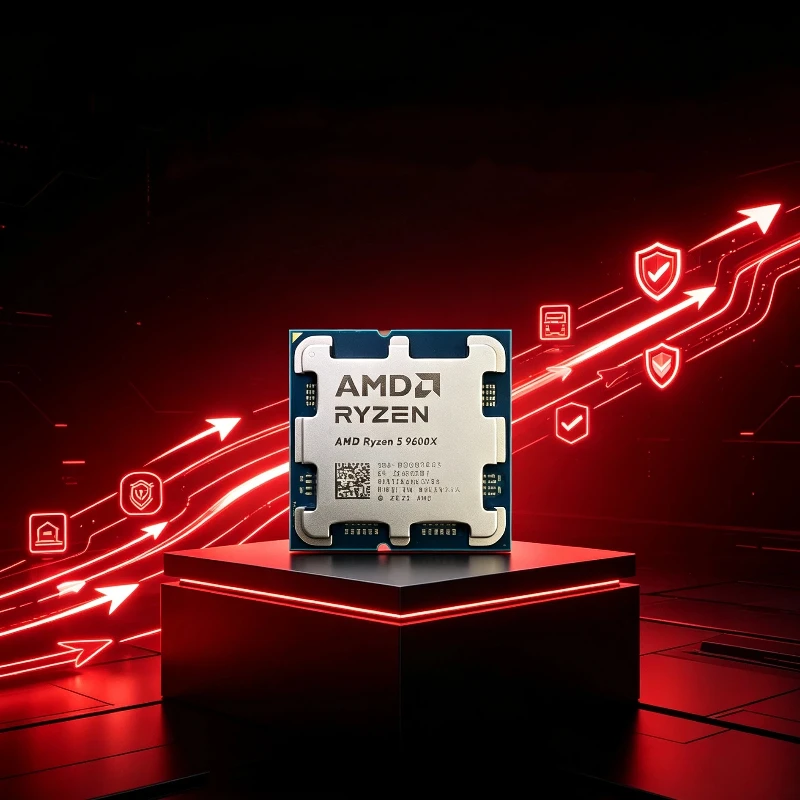 High Speed Desktop Central Processing Unit AMD Ryzen 5 9600X 4NM 6 Core 12 Thread 5.4GHz 32MB L3 Cache 65W Socket AM5 DDR5 Witho