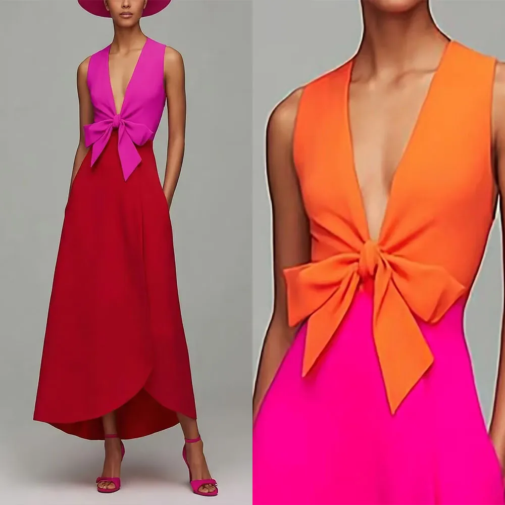

High Quality Customized Color Consist Ankle Length Sleeveless Vestidos En Liquidación Envío Gratis Robe De Soirée Femme Chic