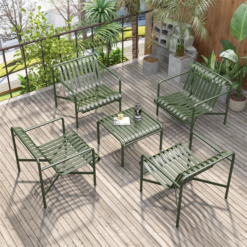 Outdoor leisure table and chair combination cafe milk tea shop outdoor table open-air wrought iron garden courtyard table and