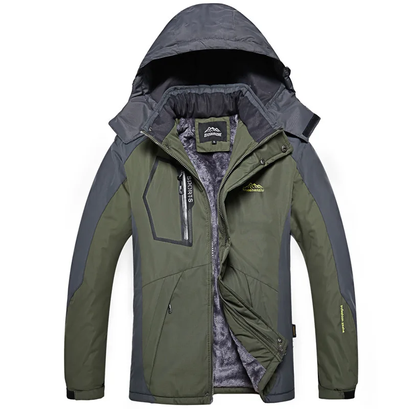 

Winter Men Outdoor Jacket Waterproof Warm Coats Male Casual Thicken Velvet Jacket Plus Size Mens Outwear Mountaineering Overcoat