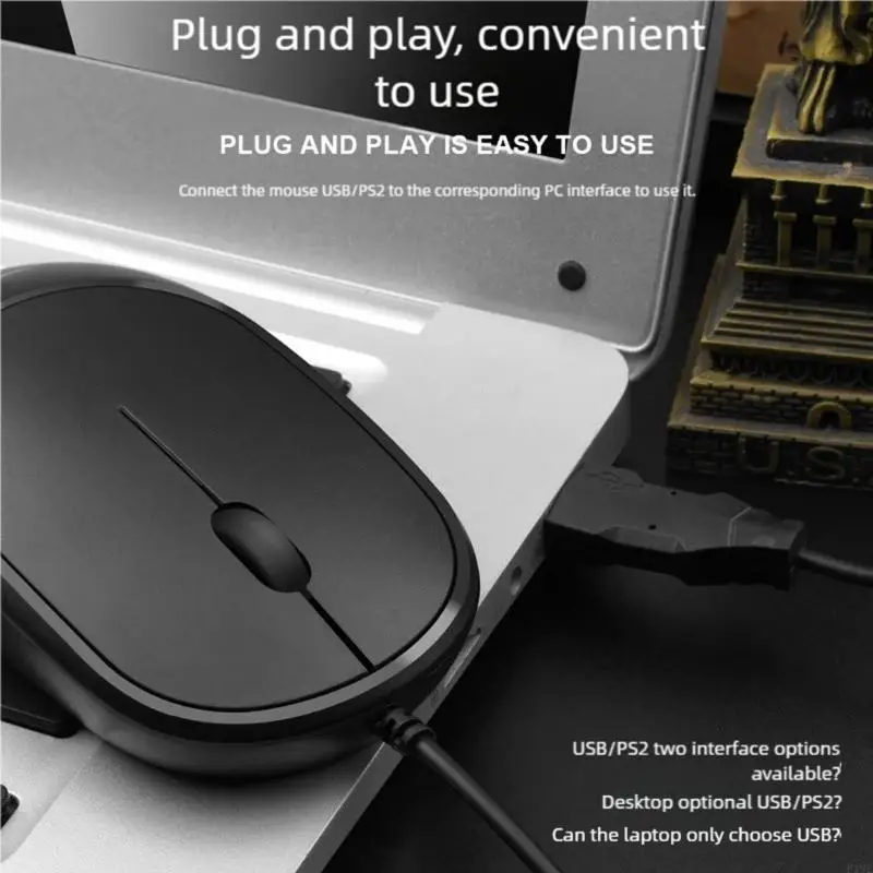 

AntiStatic Industrials Mouse Two Interfaces Option PS2s USB Connectivities Quiet Clicks Ergonomic Grip Design F19E