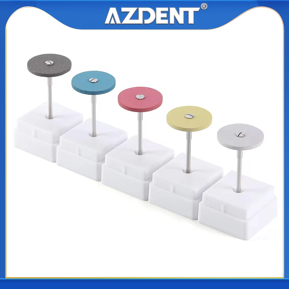 5PCS  Azdent Dental Rubber Diamond Polisher Wheel HP 2.35mm Smoothing Polishing Zirconia Porcelain Precious Metal