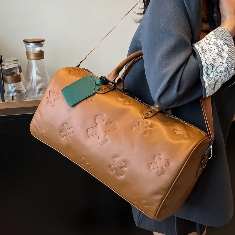 

Новая дорожная сумка, женская большая вместительная сумка с верхней ручкой, женские кожаные сумки с тиснением, водонепроницаемая сумка через плечо для фитнеса