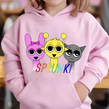 Sprunki Çocuk Hoodie Sonbahar Sıcak Kazak Kız Rahat kapüşonlu eşofman üstü Sokak Kazak Erkek Açık Spor Çocuk Giysileri