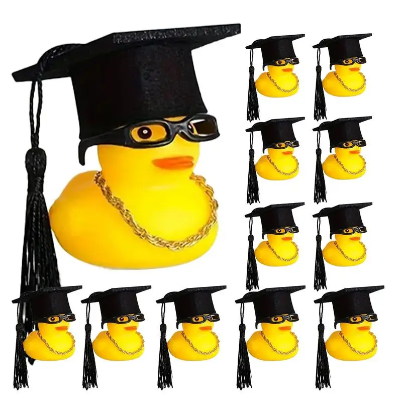 

Mini Graduation Ducks you did it Car Dashboard Decoration rubber ducks with Graduation Hat duckies bath squirt squeek toy