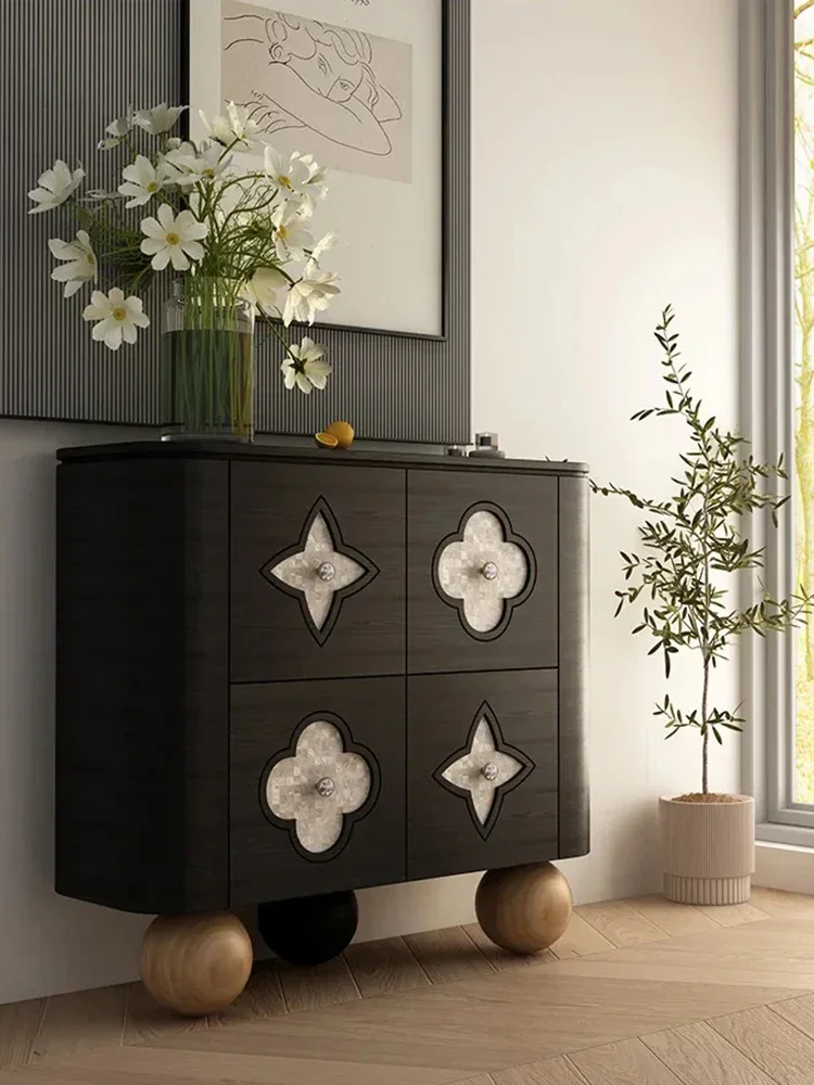 

Шкаф для телевизора из цельного дерева во французском стиле ретро, темный шкаф для хранения вещей в гостиной