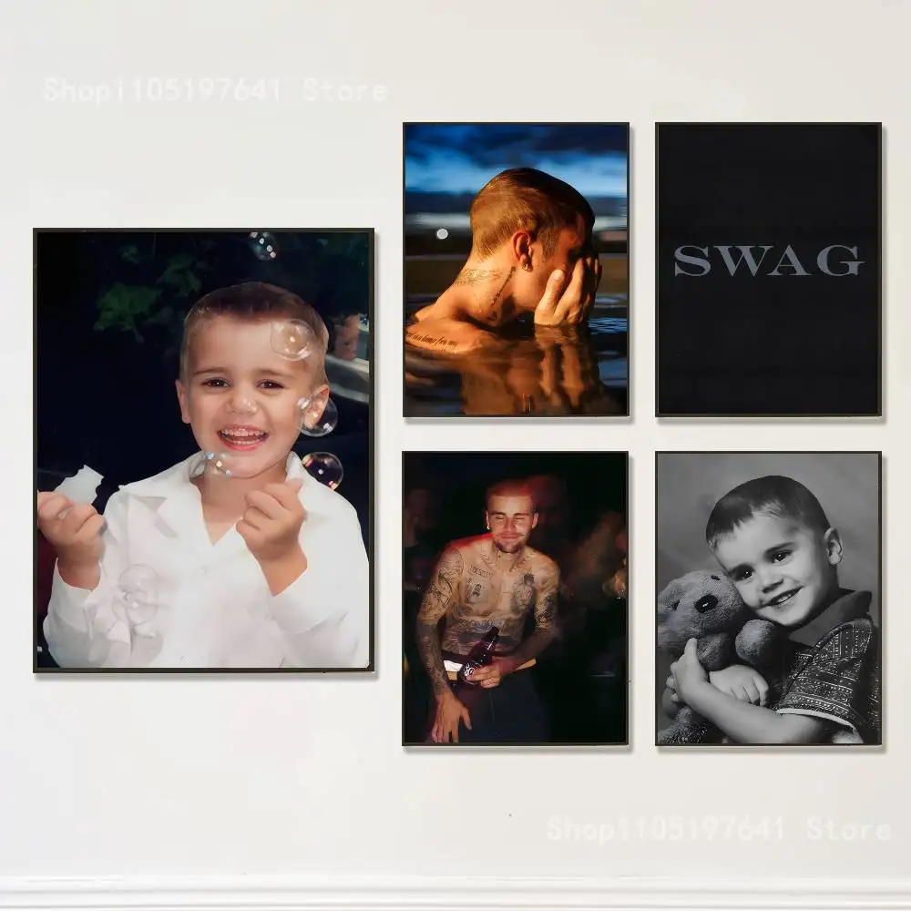 SWAG J-Justin-S-B-Bieber-S المشارك يطبع جدار صورة فنية اللوحة هدية غرفة المعيشة مطعم بار كبير ديسمبر ملصق #1