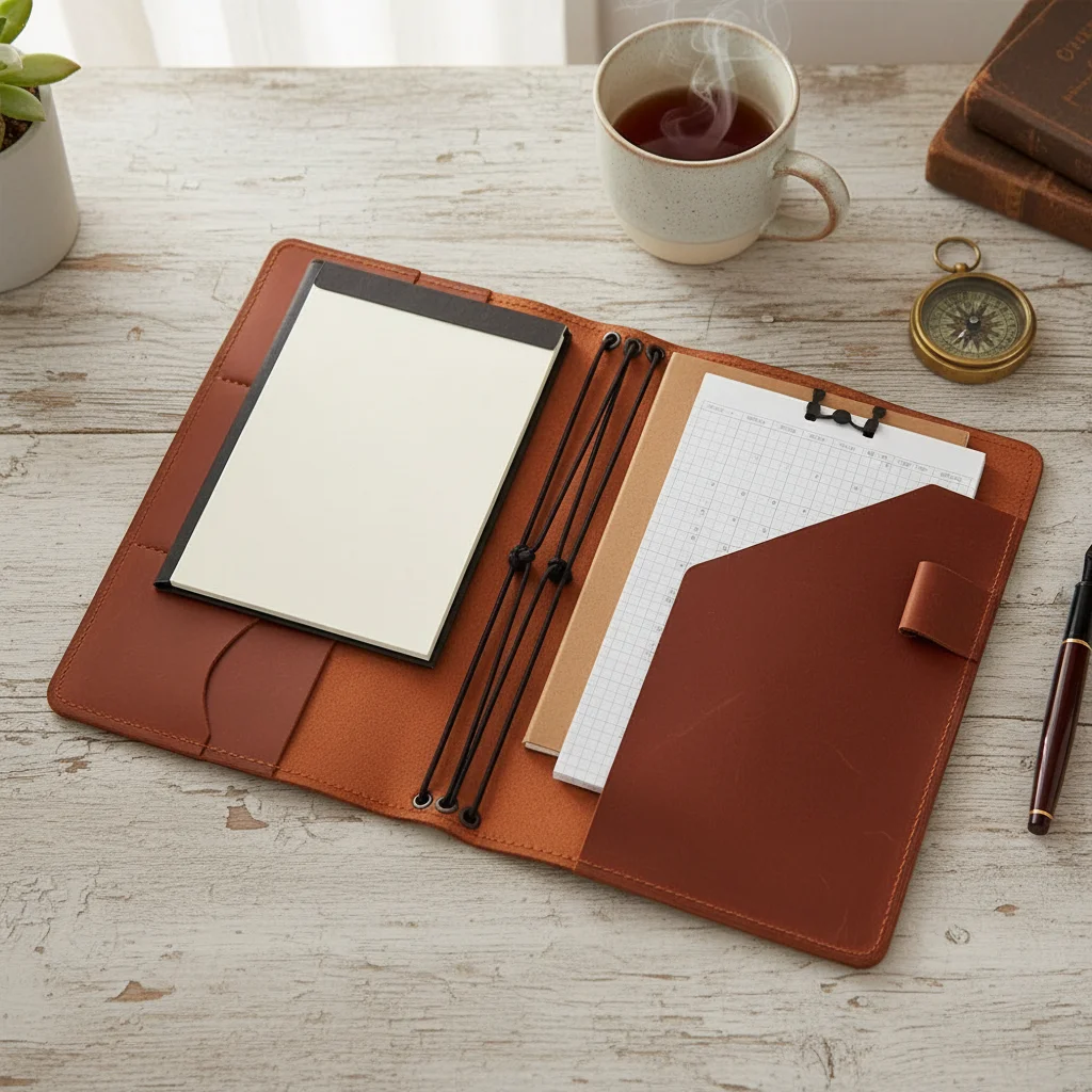 Refillable Notebook Organizer Compact Crazy Horse Leather Notebook Cover Journal Cover Loose Leaf Book Protective Cover
