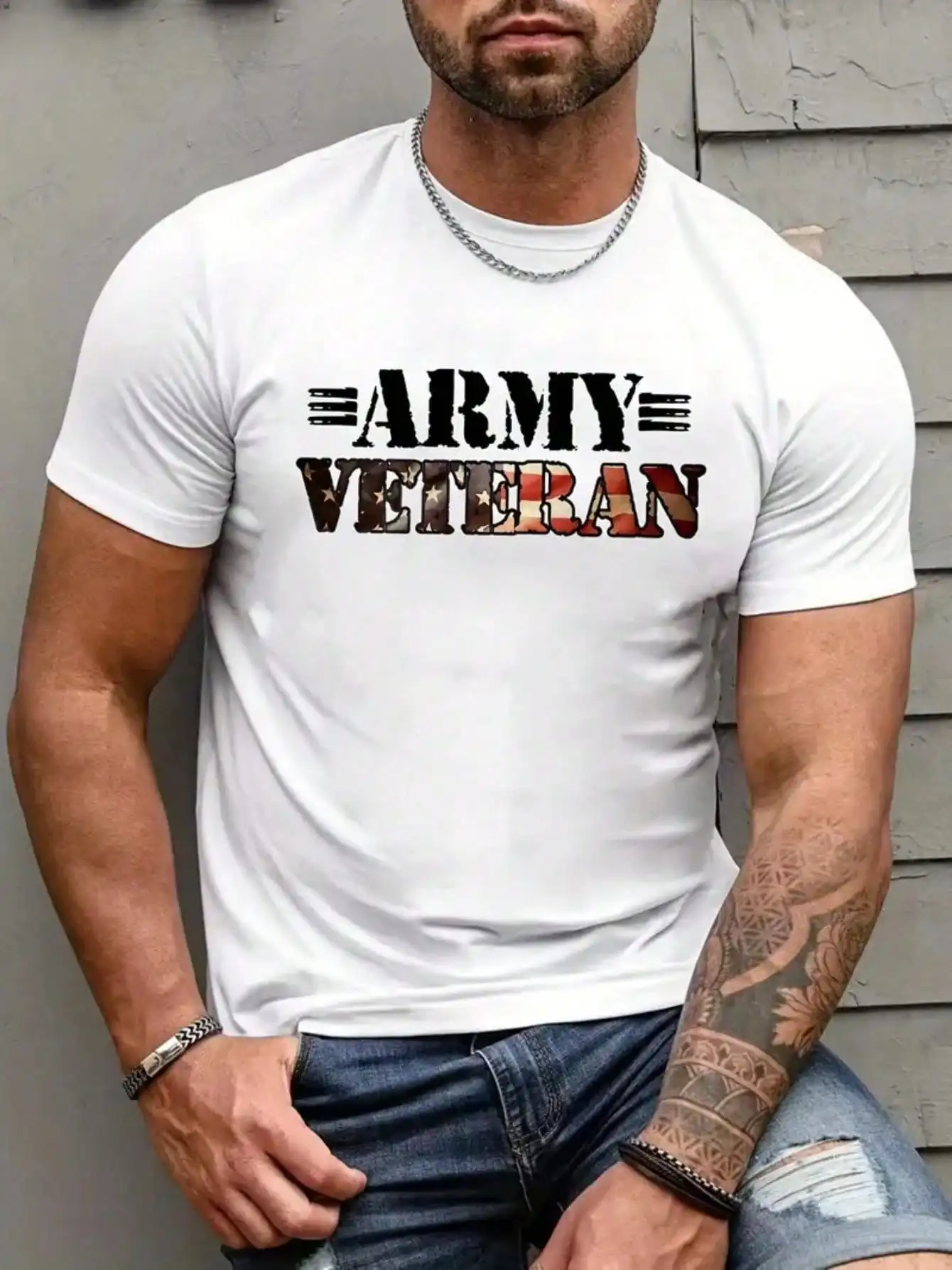 

Army Veteran Graphic Print Men's T-Shirt - Ultra-Soft 100% Cotton Breathable & Moisture-Wicking Crew Neck