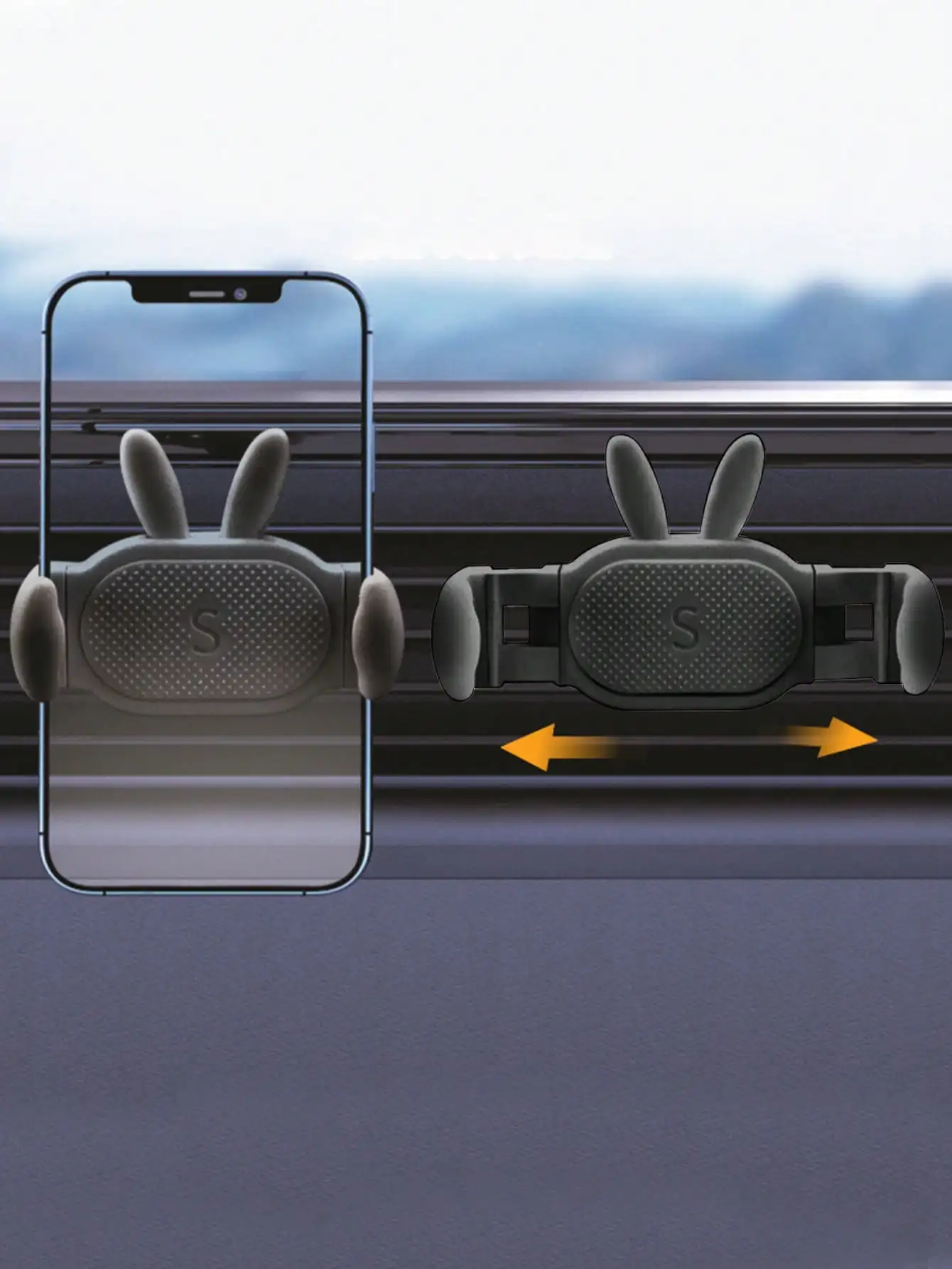 Cartoon Desktop Phone Stand with Rabbit Head, Extendable and Rotating, Lazy Live Streaming Stand, Car Air Vent Phone Clip, Car Air Vent Phone Holder, Car Navigation Stand