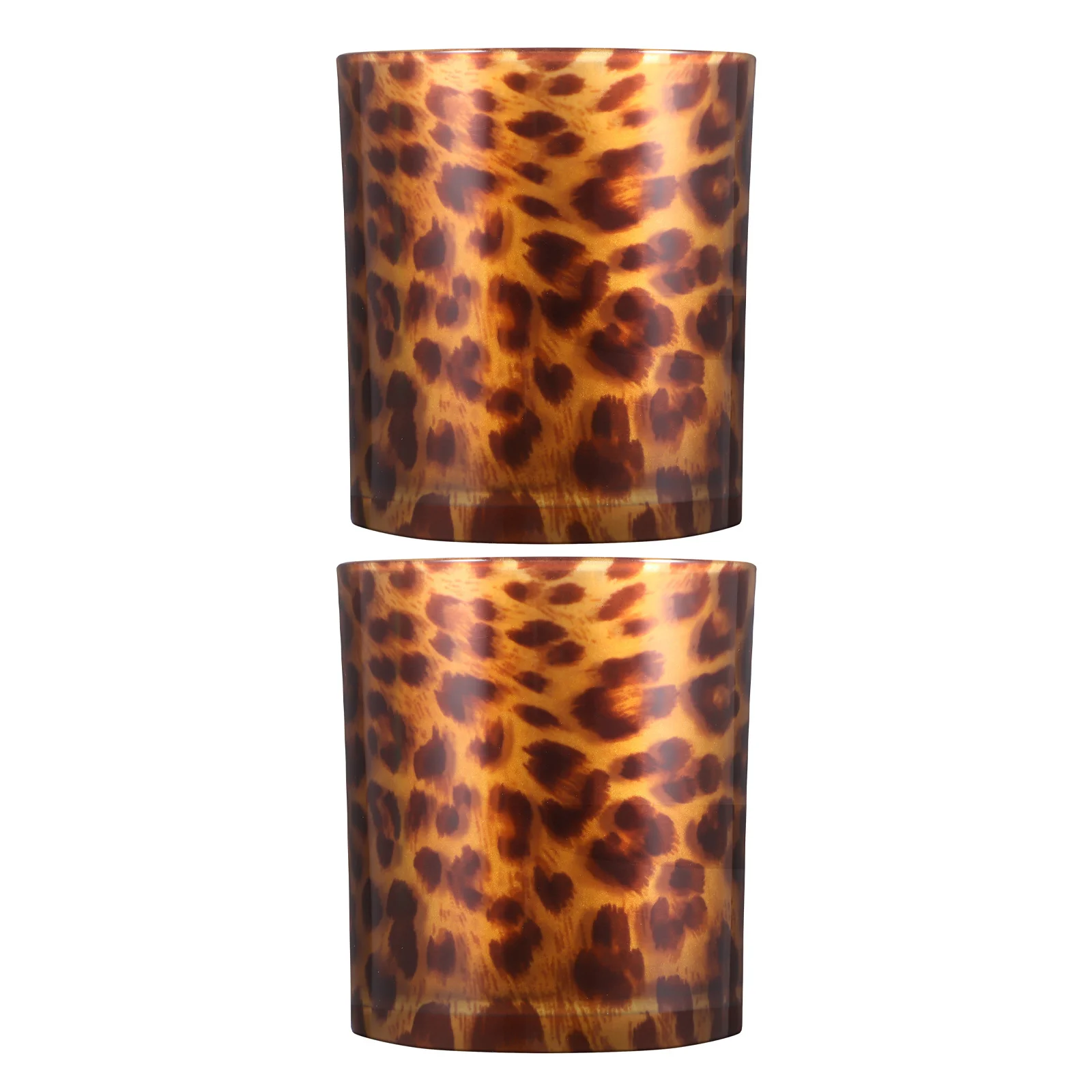

2Pcs Leopard Print Holders Glass Tealight Votive Cups Creative Unique Animal Print for Valentine Wedding Party Decor