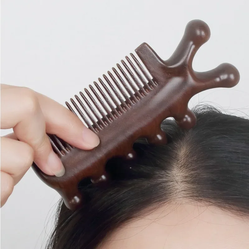 

Multifunctional Meridian Massage Comb Handleless Wooden Point Acupuncture Head Comb Wide-Tooth Sandalwood Comb Massage Head