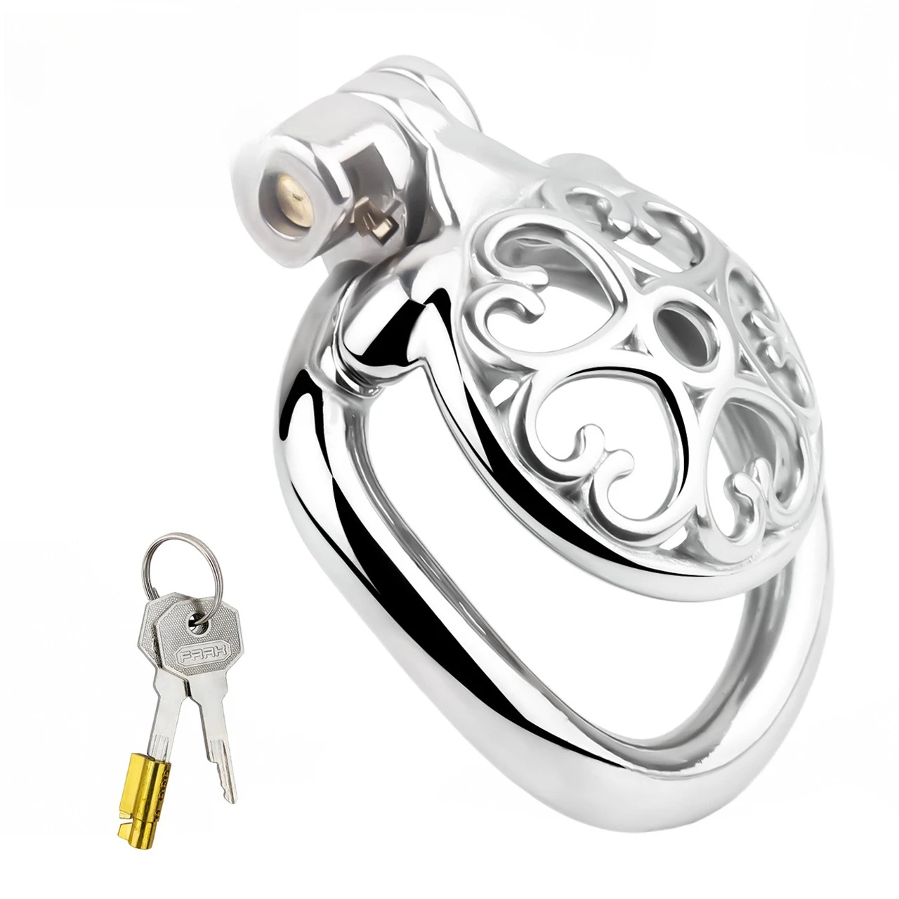 Metal stainless steel negative lock chastity lock men's sexy cross dressing peach heart base breathable adult sex toy