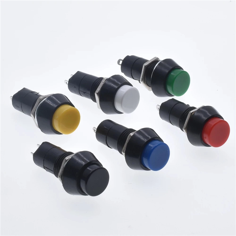 

10pcs PBS-11A /11B Push Button Switch 12mm Momentary / Self Locking Round Button Switch 3A 250V AC 2PIN 6Color PB-305A miniature