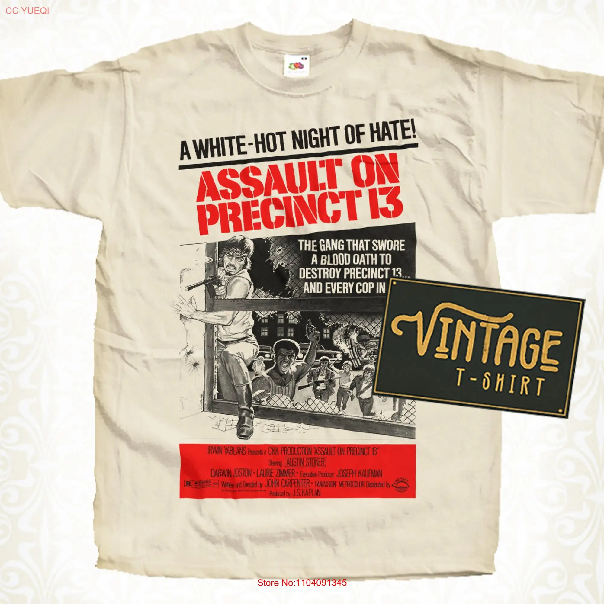 Assault on Precinct 13 V1 T Shirt Vintage Natural color Men's DTG Digital Print Sizes S M L XL 2XL 3XL 4XL 5XL