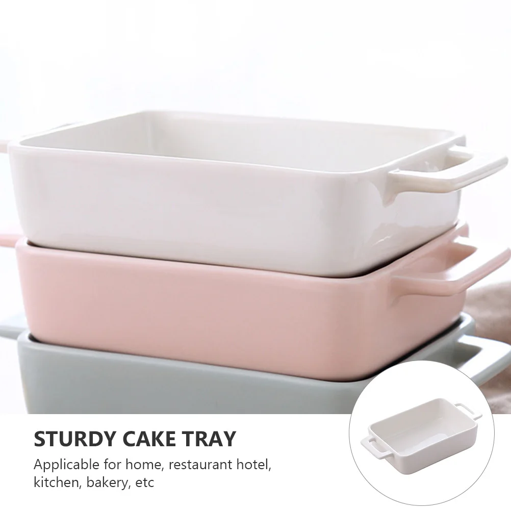 

1Pcs Healthy Cake Pan Creative Baking Bowl Non-Crack Ceramic Tray for Baked Cheese Rice Dish Ceramic Baking Tray