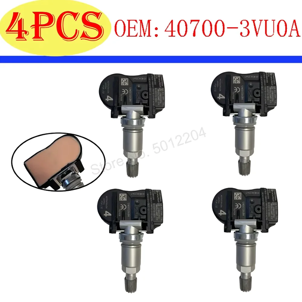 4pcs 407003VU0A 433MHZ For Nissan NOTE QASHQAI TIIDA Hatchback X-T Renault ESPACE V KOLEOS Tire Pressure 40700-3VU0A