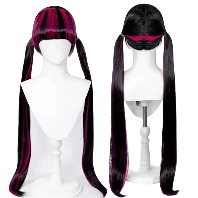 

Anime Monster Draculaura Cosplay Wig Long Straight Black Rose Pink Hair Heat Resistant Synthetic Wig Halloween Party Prop