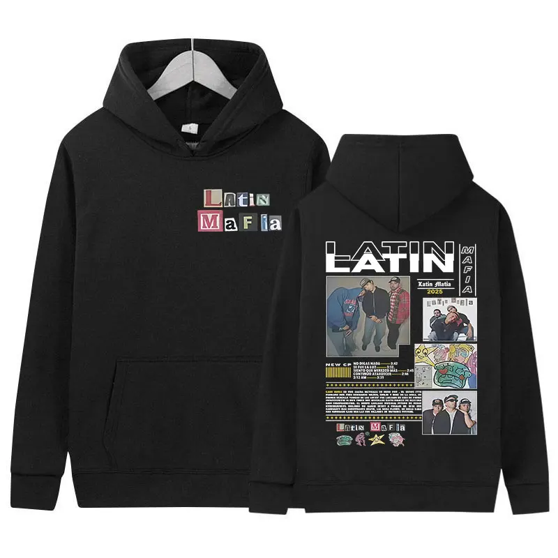 Rapper latino mafia tour álbum gráficos com capuz roupas masculinas y2k hip hop moletom de grandes dimensões moda alta qualidade velo hoodies