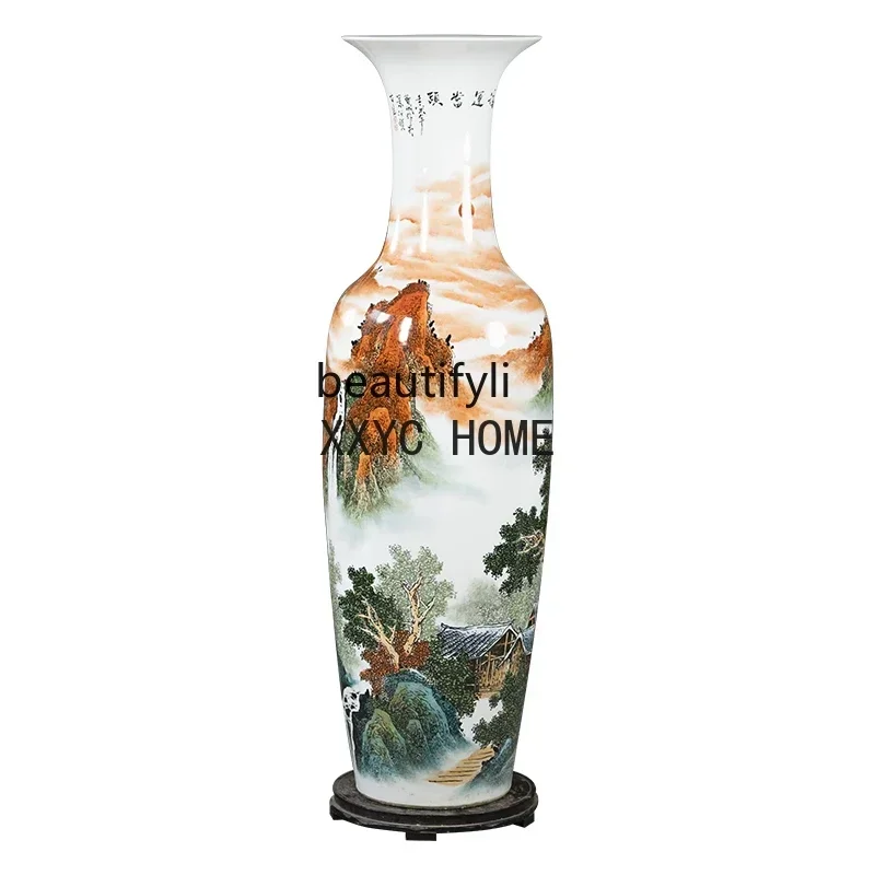 Hand-Painted Ceramic Vase Jingdezhen Living Room and Hotel Decoration Opening Floor Ornaments Gift