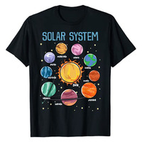 Solar System Planets Science Space Boys Girls STEM Kids T-Shirt Astrophysics Like Pluto Mars The Sun Moon Stars Saturn Tees Tops